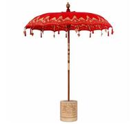 Paraguas Balinés Con Base Rojo 185 X 185 X 260 Cm Algodón Vidaxl