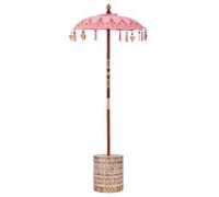 vidaXL Parasol balinés con base, color rosa, 95 x 95 x 260 cm