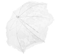 Paraguas de Encaje Blanco Mango Ergonómico para Fotos | Accesorio Romántico Vintage, 1 Pieza Ligera, para Boda y Baby Shower, Soporte de Cartel
