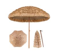 Paraguas De Paja Simulado, Sombrilla For Exteriores, Poste Recto | Paraguas estilo paja for exteriores, mango recto, proporciona protección contra el sol y la lluvia.(5.9ft(1.8m))