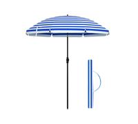 Parasol de Playa Ø 1,6 m Inclinable Raya Azul y Blanco