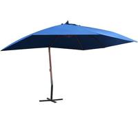 Parasol para jardín de 3x4 metros con mástil de madera, parasol rectangular de color blanco, parasol con manivela de madera dura para jardín, terraza o balcón, incluye manivela y protección contra el 