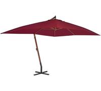 Parasol para jardín de 3x4 metros con mástil de madera, parasol rectangular de color blanco, parasol con manivela de madera dura para jardín, terraza o balcón, incluye manivela y protección contra el 