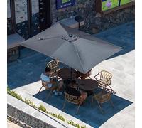 Parasol rectangular para exteriores con manivela, 300x200 cm. Gran parasol para jardín, protección solar, ideal para mesas, resistente al viento, para terrazas, piscinas y picnics ()