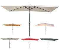 Parasol rectangular para terraza, toldo rectangular para exteriores, con manivela, para mesa, con 6 varillas, ideal para piscina, jardín, patio, terraza (color crema, 2 x 2 metros)