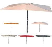 Parasol rectangular para terraza, toldo rectangular para exteriores, con manivela, para mesa, con 6 varillas, ideal para piscina, jardín, patio, terraza (amarillo-marrón, 2 x 2 metros)