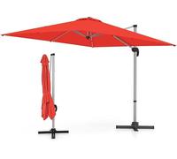 Parasol rectangular, parasol giratorio de 360°, parasol de jardín de 3 x 3 metros con base cruzada, parasol para terraza sin soporte, ideal para exteriores