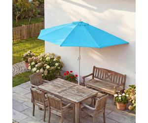 Parasol semicircular Parla, parasol de media copa, ideal para balcones, protección UV 50+, material: poliéster/aluminio, peso: 3 kg, tamaño aproximado: 270 cm, color: turquesa, sin soporte