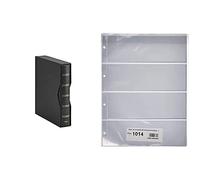 Pardo 134001 Album para colección billetes universales, color negro + 101400 Pack de 10 fundas para colección variada, 4 alojamientos