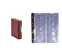 Pardo 170005 Album para colección monedas euro, color burdeos + 76200 Pack de 10 fundas, 20 alojamientos