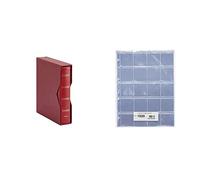 Pardo 74505 Album numismático universal, color burdeos + 102000 Pack de 10 fundas para colección variada, 20 alojamientos