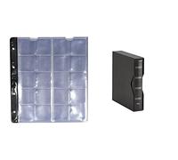 PARDO 76200 - Pack de 10 fundas, 20 alojamientos + 74501 - Album numismático universal, color negro