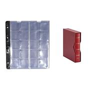 Pardo 76200 Pack De 10 Fundas, 20 Alojamientos + 74505 Album numismático universal, Burdeos, 200x240x50mm