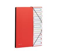 PARDO 85002 - Clasificador cubiertas plástico 9 departamentos cierre gomas, color rojo
