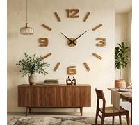 Pared 3D DIY Madera de Roble Reloj Grande 100-130 cm Diseño Moderno EKO Relojes de Pared Decoración para Oficina, Salón, Dormitorio