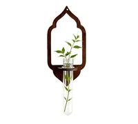 Pared de Propagación para Plantas con Forma de Farolillo y Soporte de Madera con Tubos de Ensayo,Forma de Farol Hidropónico con Tubos de Ensayo | Maceta de Pared para Interior | para Salón, Pasillo, C
