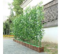 Pared de vegetación artificial, valla de privacidad de árbol de bambú sintético con base de madera, adornos al aire libre para patio, jardín, 8 postes, 39.4 pulgadas de alto