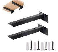 Pared Escuadra Estantería Negra,Soporte para Estanterías de Metal,Soporte de Pared Multiuso Estilo Industrial Retro,Montaje En Pared Invisible Escuadras Hierro Forjado,Tubo cuadrado(black25cm/9.8in)