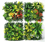 Pared para plantas de exterior, 4 piezas, 25 x 25 cm, plantas artificiales de pared, decoración para balcón y jardín, plantas de pared, decoración para interior y exterior, setos artificiales como