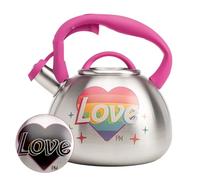 Paris Hilton Hervidor de té silbante para estufa, acero inoxidable, Love Rainbow