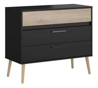 Parisot Cómoda AALBORG3501CO3T, 3 Cajones, Acabado Negro y Roble, Estilo Escandinavo, 90.8 x 39.9 x 77.5 cm