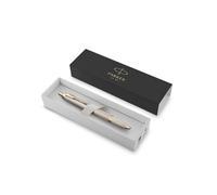 Parker Pens Bolígrafo IM 2172956 – Tinta azul, punta media, retráctil, acabado champagne