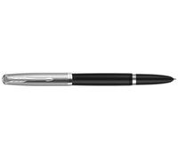 Parker Pens Pluma estilográfica 51 – cuerpo negro, adorno cromado, plumín fino, estuche de regalo