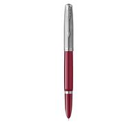 Parker 51 pluma estilográfica | cuerpo borgoña con adorno cromado | plumín fino con cartucho de tinta negra | estuche de regalo