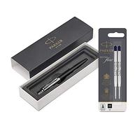 Parker - Bolígrafo Bond Street Black CT + Pack de 2 recambios para bolígrafo de punta mediana, negro