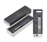 Parker - Bolígrafo Waterloo Blue CT + Pack de 2 recambios para bolígrafo de punta mediana, negro