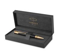 Parker Duofold Classic | bolígrafo de color negro con adornos bañados en oro | punta mediana y tinta negra