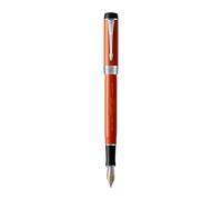 Parker Duofold Classic, pluma estilográfica grande de color rojo Vintage Centennial, plumín mediano de oro macizo, tinta negra y convertidor