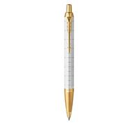 Parker Pens Bolígrafo IM Lacado perla adornos dorados, punta mediana, tinta azul – Estuche de regalo