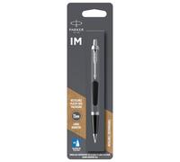 Parker IM Bolígrafo | Lacado en negro con ribete cromado | Punta mediana Recambio de tinta azul