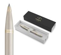 Parker Pens Bolígrafo IM 2172956 – Tinta azul, punta media, retráctil, acabado champagne