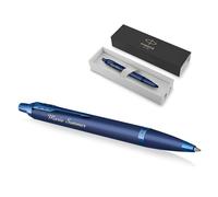 PARKER IM - Bolígrafo monocromático con grabado, bolígrafo premium, caja de regalo, tinta azul, regalo personalizado, nombre grabado, aniversario, cumpleaños, idea de regalo (azul)