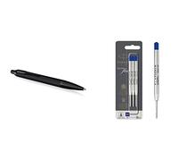 PARKER IM bolígrafo | Negro mate con adornos negros + QUINKflow Recambios de tinta para bolígrafos | punta mediana | tinta azul | paquete de 3