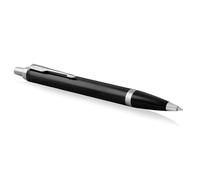 Parker IM Bolígrafo | Punta mediana | lacada en negro con adorno cromado | tinta azul | en estuche de regalo