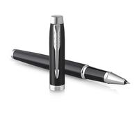 Parker Pens Bolígrafo roller IM negro mate detalles cromados punta fina tinta negra caja para regalo