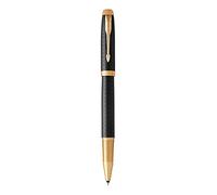Parker Bolígrafo Roller IM, Punta fina, Negro premium con adorno dorado, Estuche de regalo
