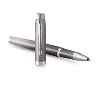 Parker IM Bolígrafo roller Writing Rituals | acabado gris con degradado adornos cromados | punta fina | tinta negra | estuche de regalo