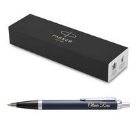 PARKER IM Core Bolígrafo con grabado, bolígrafo premium, caja de regalo, mina negra, regalo personalizado, nombres, grabados, aniversario, cumpleaños (azul mate C.C.)