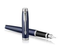 Parker IM Pluma estilográfica | Azul mate | Plumín fino con recambio de tinta azul | Caja de regalo