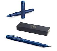 PARKER IM Pluma estilográfica monocromática con grabado, bolígrafo premium, caja de regalo, diseño de pantrone azul, elegante, regalo personalizado, nombres, grabados, aniversario, cumpleaños (azul)