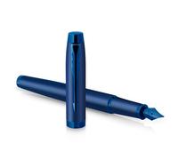 Parker IM Pluma Estilográfica Monocromática | Tinta Azul | Acabado y Detalles en Azul | Punta Fina | Estuche de Regalo