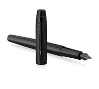Parker IM pluma estilográfica | Negro mate con adornos negros | Punta fina con recambio de tinta azul | Estuche de regalo