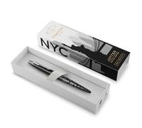 Parker Jotter Bolígrafo | Edición Especial | NYC Negro con detalles cromados | Tinta Azul | Estuche de Regalo