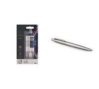Parker Jotter London Paquete de recambios Discovery tres recambios Quinkflow para bolígrafos y tres recambios de tinta de gel Quink + Parker Jotter Stainless Steel bolígrafo CT