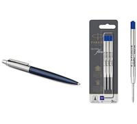 PARKER Jotter Royal Blue Bolígrafo CT + QUINKflow Recambios de tinta para bolígrafos | punta mediana | tinta azul | paquete de 3