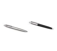 PARKER Jotter Stainless Steel Bolígrafo Ct + Jotter Originals Colección De Bolígrafos, Acabado Clásico Negro, Punta Mediana, Tinta Azul, Una Unidad
